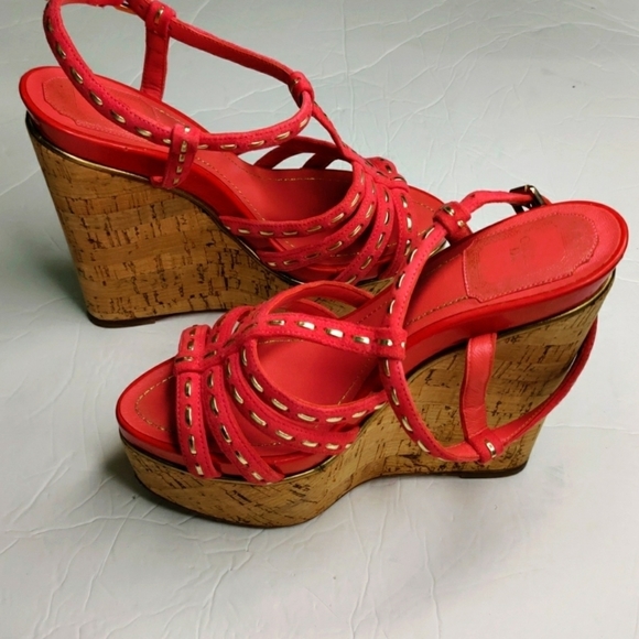 Christian Dior red leather wedge heels - Picture 5 of 10